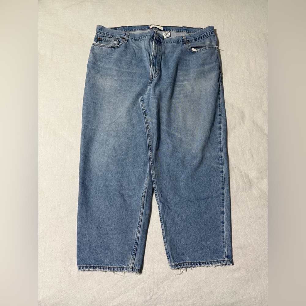 Levis 560 Jeans Mens‎ 46x27 Blue Loose Tapered Baggy Distressed Denim *FLAW